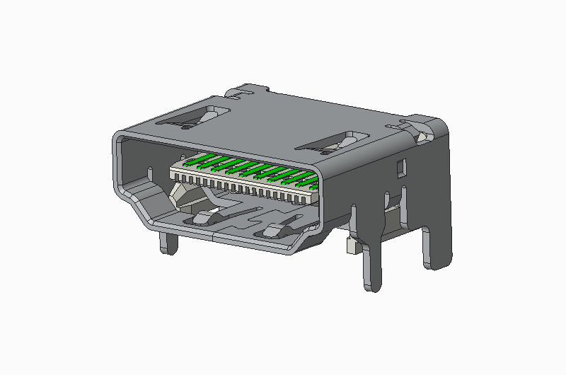 HDMI A Type Female 19P SMT  (常规式 脚长2.20mm) 2.1版