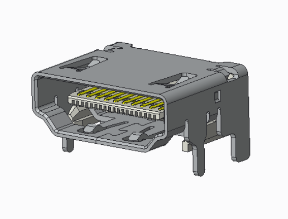 HDMI A Type Female 19P SMT  (常规式 脚长2.20mm)