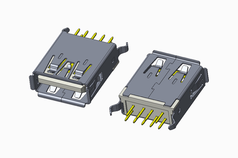 USB 3.0 AF 180度 DIP H15.00 有卷边 弯脚