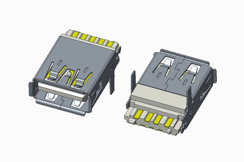 USB 3.0 AF 180度 焊线 有卷边 带直脚