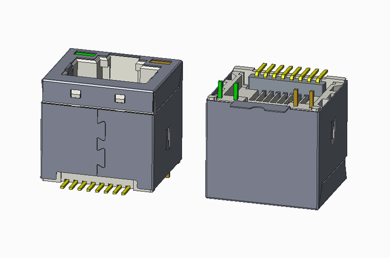 RJ45 直立式 180度SMT H15.0 带灯